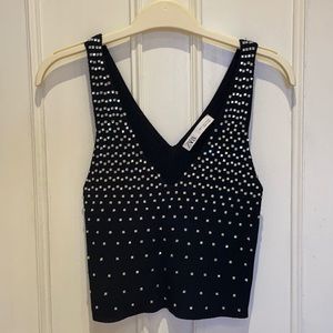 Zara Ribbed Jewel cropped tank top